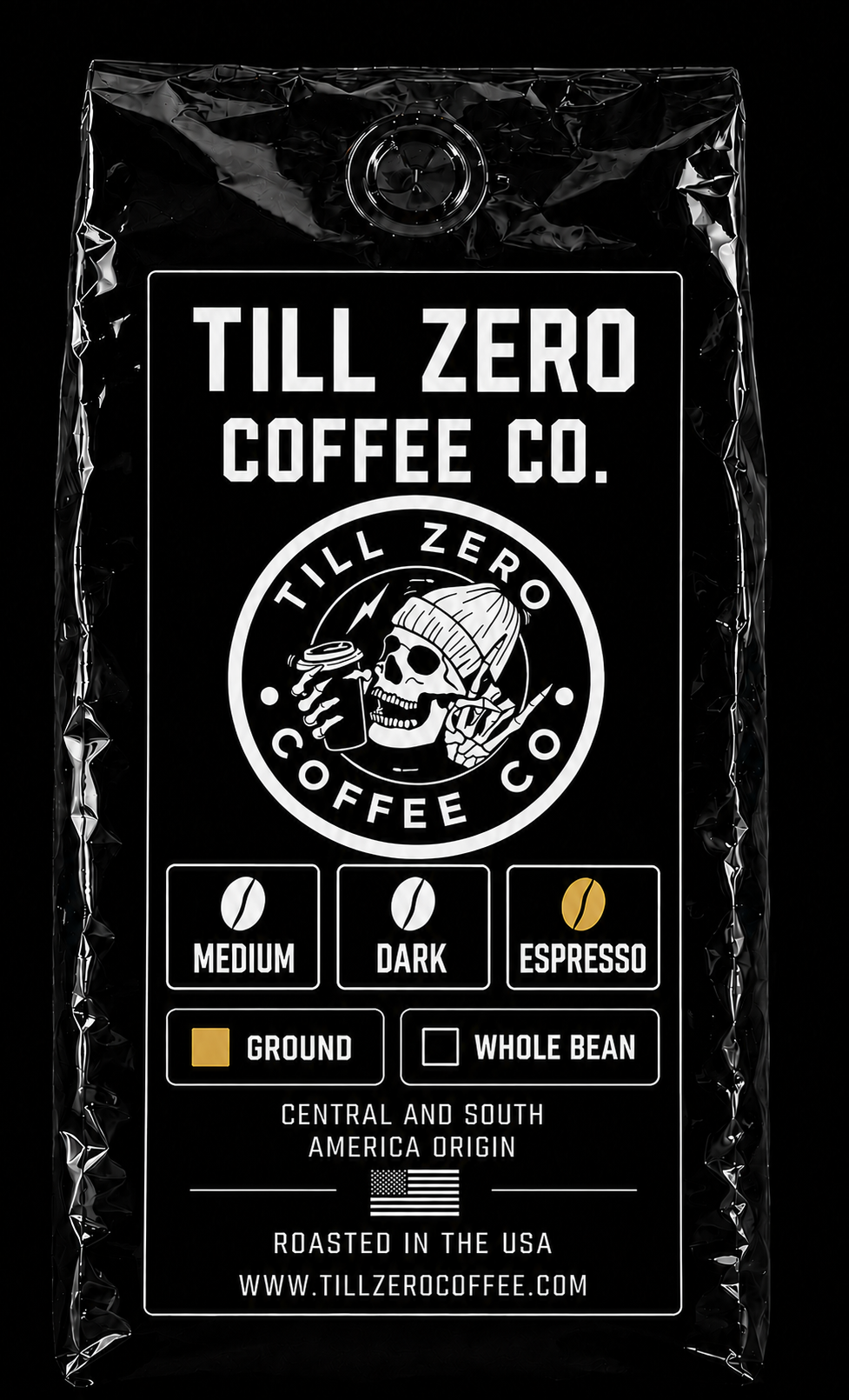 Till Zero Coffee Co. Espresso Roast, 12 oz ground bag