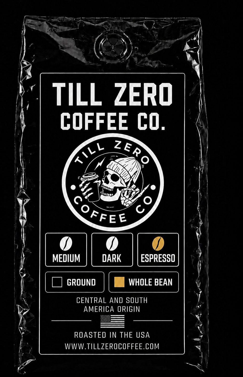 Till Zero Coffee Co. Espresso Roast, 12 oz whole bean bag