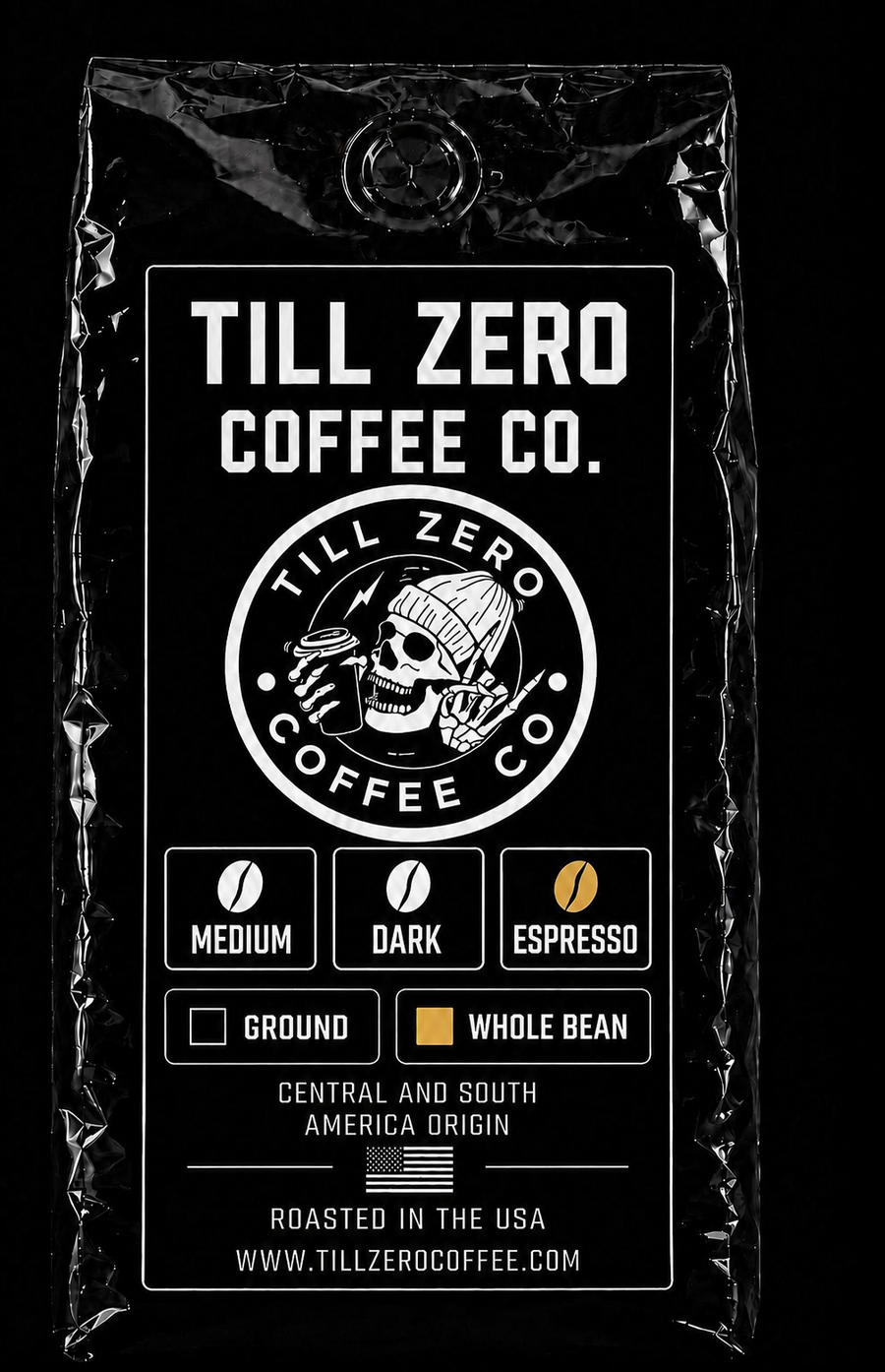 Till Zero Coffee Co. Espresso Roast, 12 oz whole bean bag